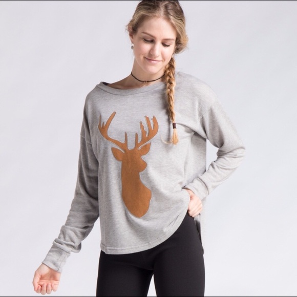 LAST 1!! Suede deer sweatshirt - Picture 2 of 6
